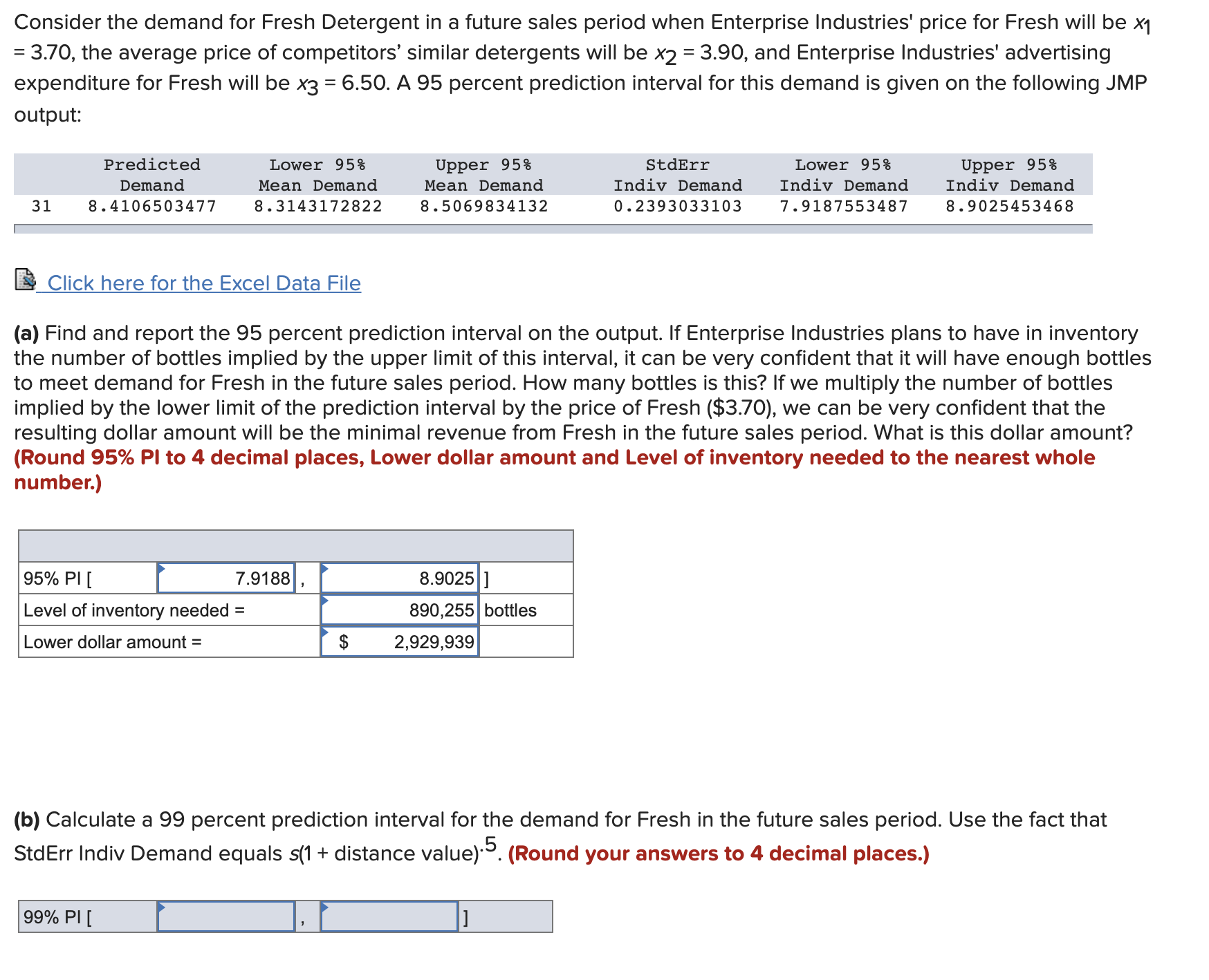 Needing help finishing this practice question. Consider the demand for Fresh Detergent