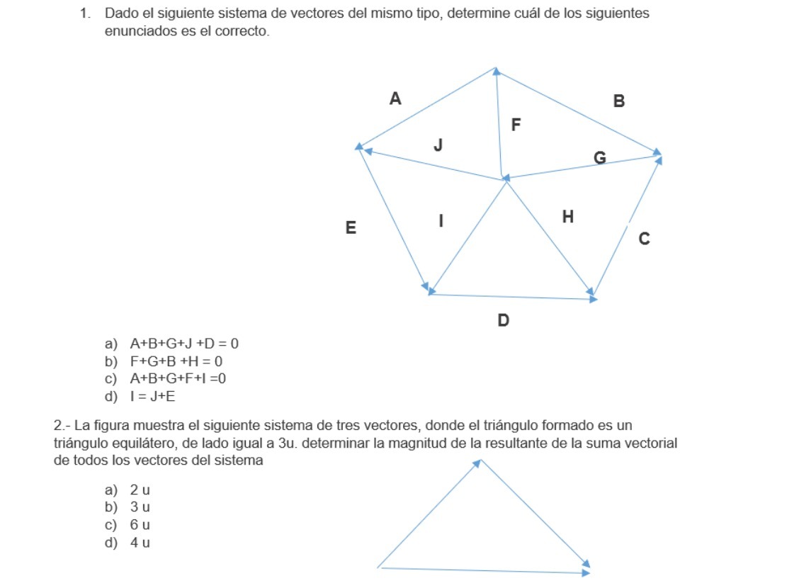 1_ Dado el siguiente sistema de vectores del mismo tipo, determine cul