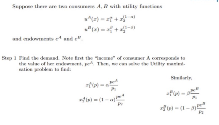Suppose there are two consumers A, B with utility functions uA(x) +