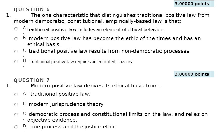  3.00000 points Q U E STI O N 6 1. The