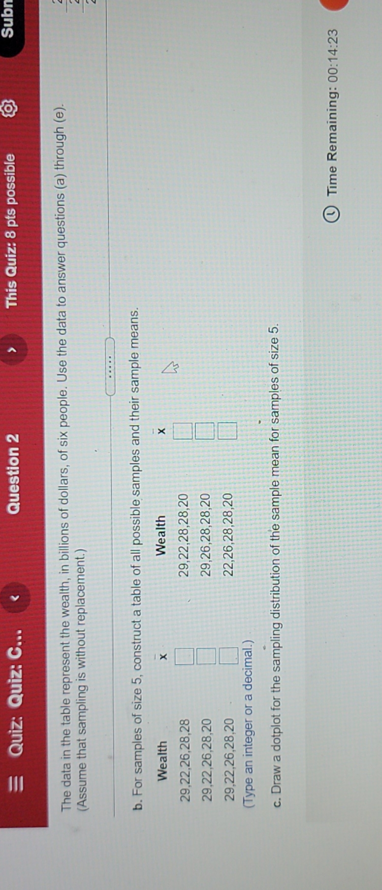 work shown not required Quiz: Quiz: C... Question 2 This Quiz: 8