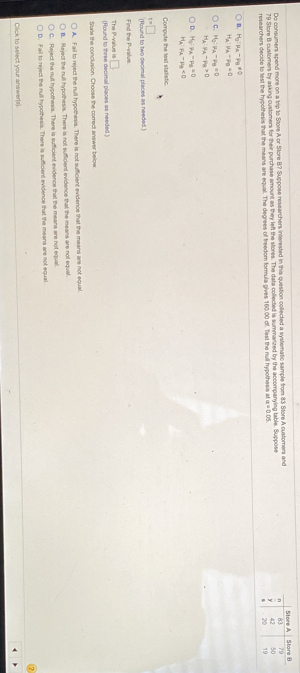  Do consumers spend more on a trip to Store A or