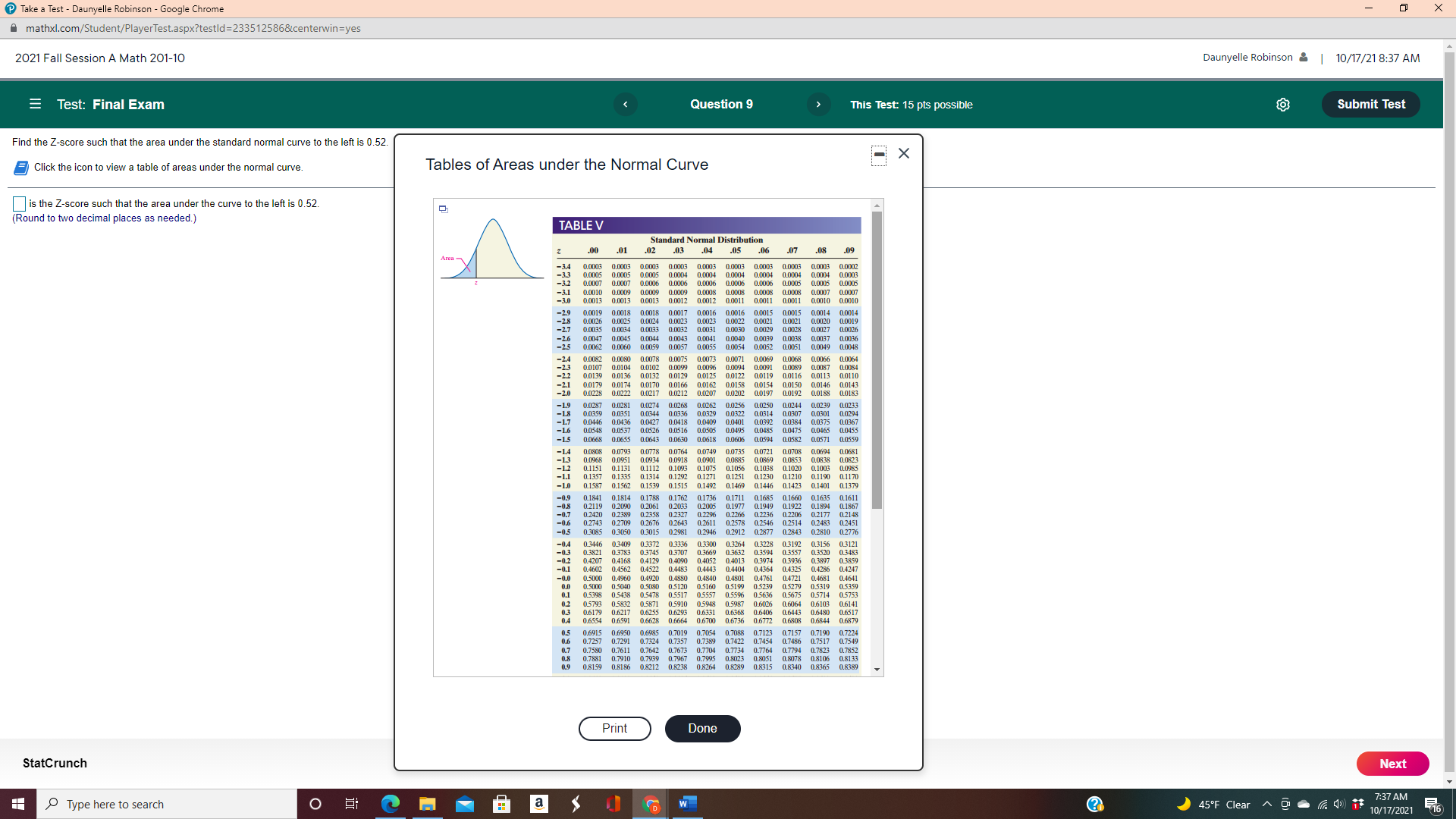 Take a Test - Daunyelle Robinson - Google Chrome - X