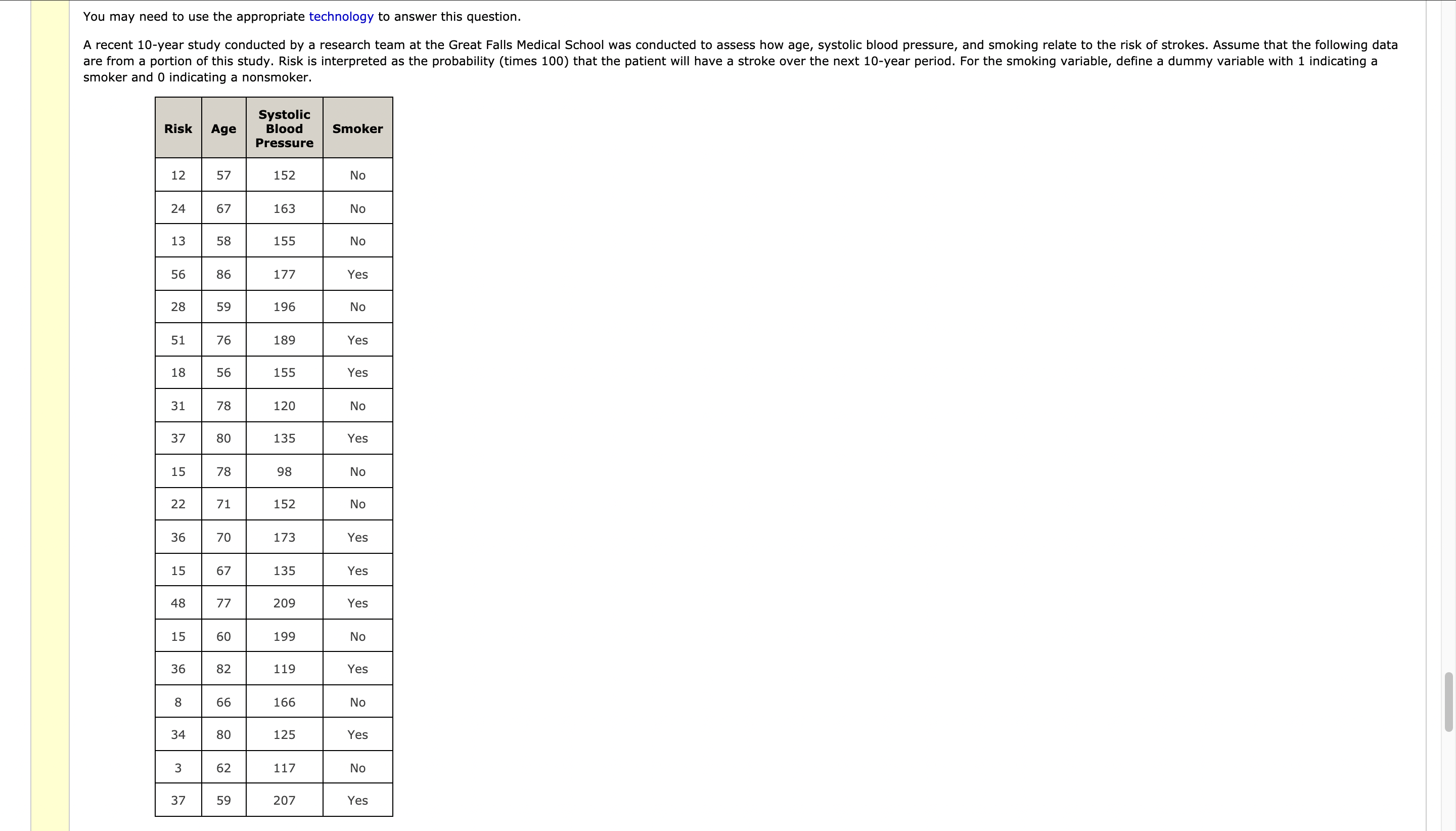  You may need to use the appropriate technology to answer this