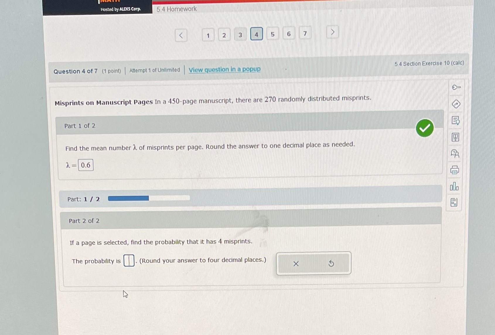 Please I need help with part 2 Hosted by ALEKS Corp. 5