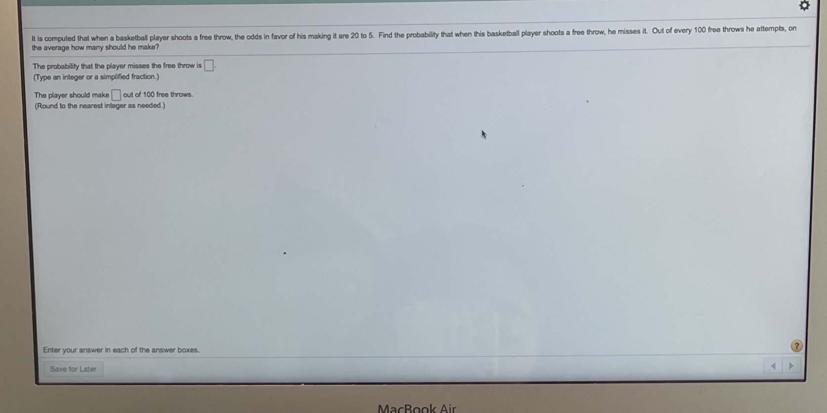  It is computed that when a basketball player shoots a free