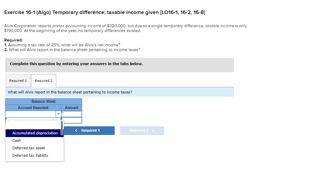 Alvis Corporation reports pretax accounting income of $320,000, but due to a