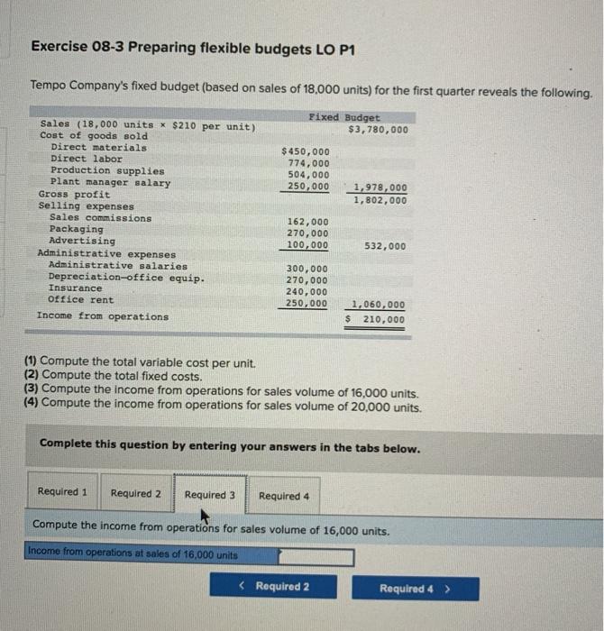 first quarter reveals the following. Fixed Budget $3,780,000 $450,000 774,000 504,000 250,000