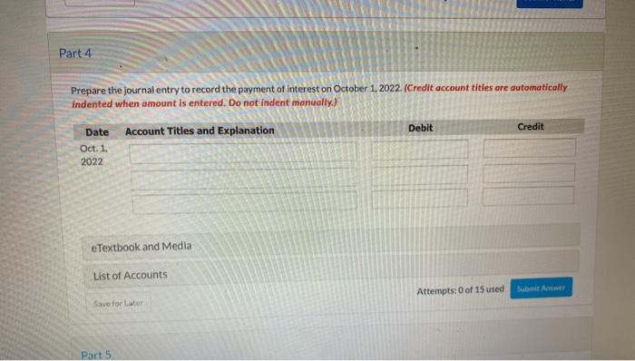 1, 2021, and pay interest annually on October 1. Financial statements are