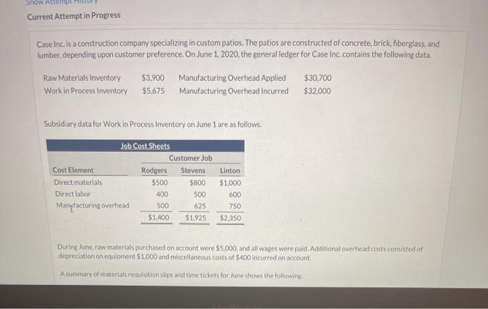  SHOW AL Current Attempt in Progress Case Inc. is a construction