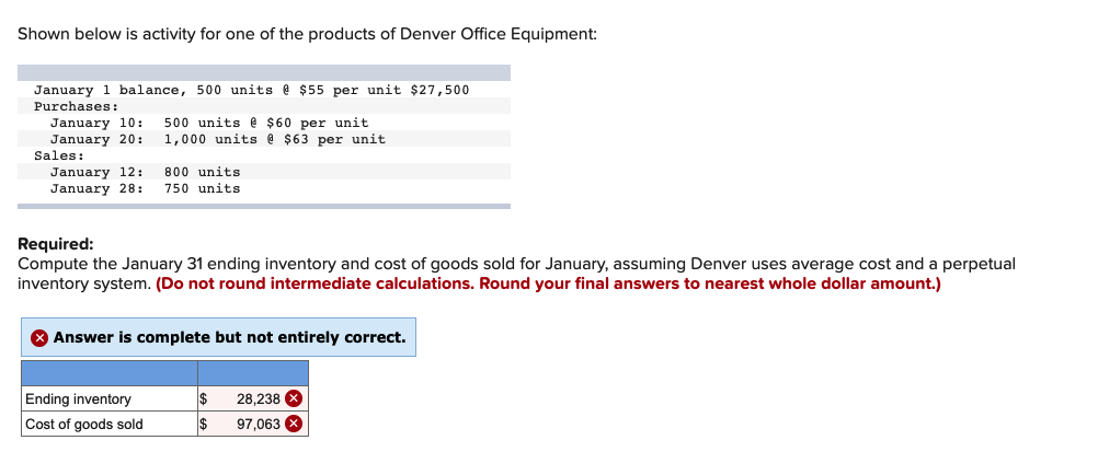Please solve it step by step Shown below is activity for one