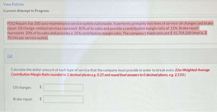  View Policies Current Attempt in Progress POQ Repairs has 200 auto-maintenance