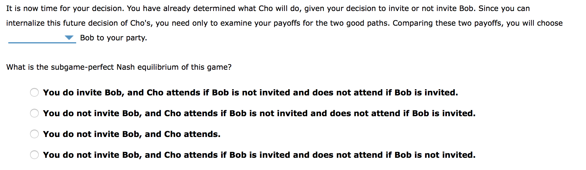 you ! 6. Backward induction and subgame-perfect Nash equilibria Backward induction is