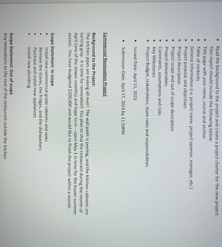 . Read the background to the project and create a project