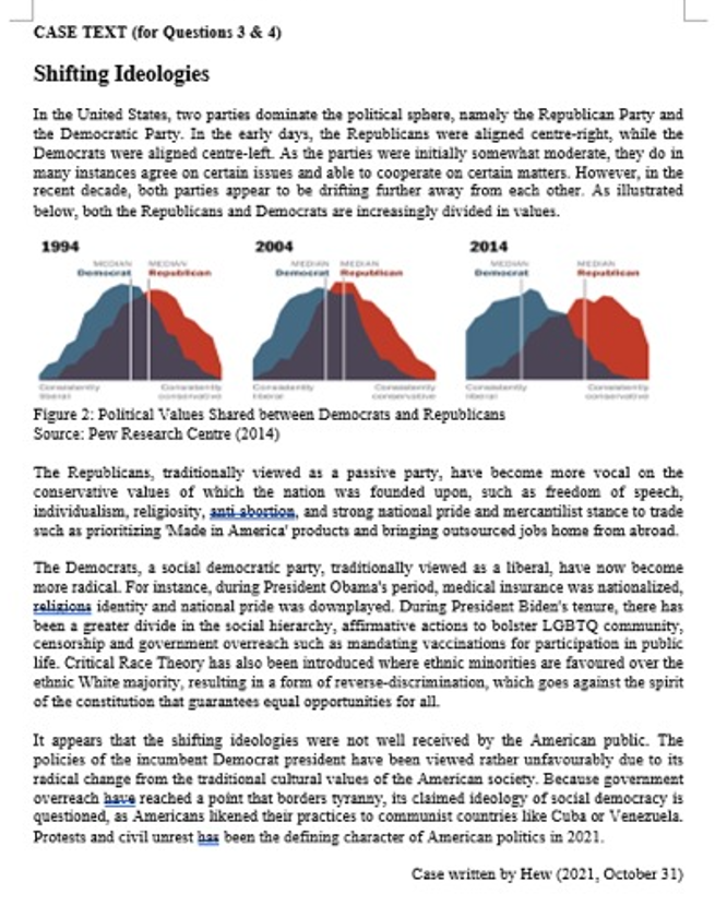 CASE TEXT (for Questions 3 & 4) Shifting Ideologies In the