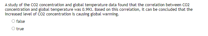  A study of the CO2 concentration and global temperature data found