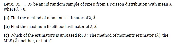  Let X1, X2, .., Xn be an iid random sample of