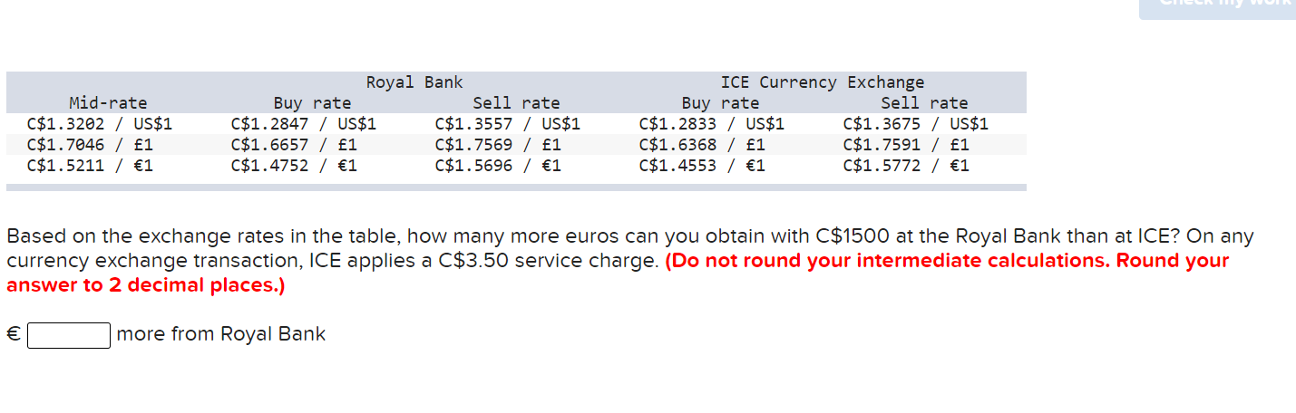 Based on the exchange rates in the table, how many more euros