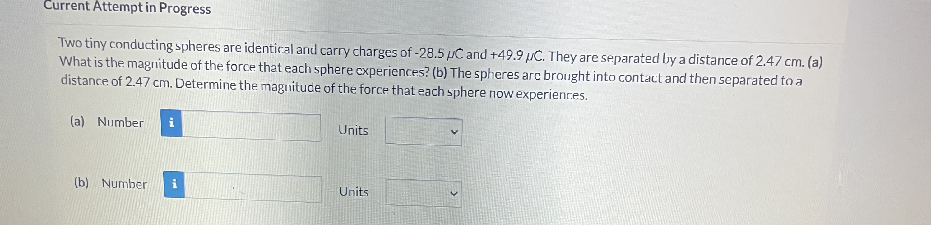 by a distance of 0.24 m, and particle 1 experiences an attractive