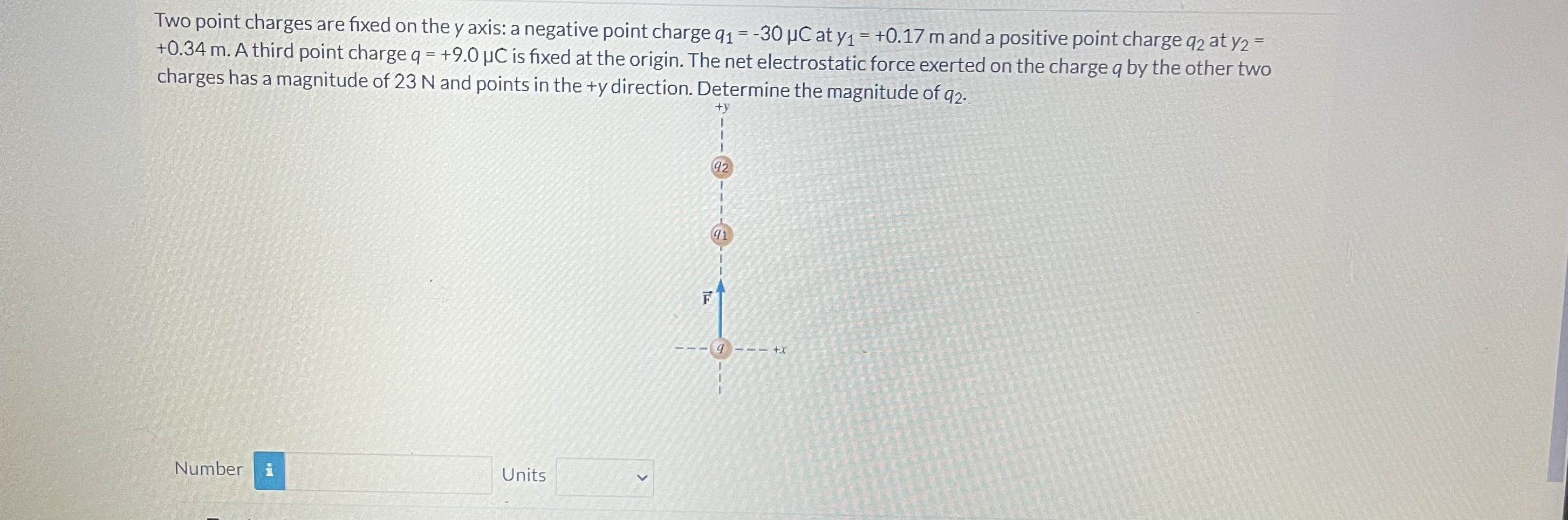 sign? Number i UnitsTwo spherical objects are separated by a distance of