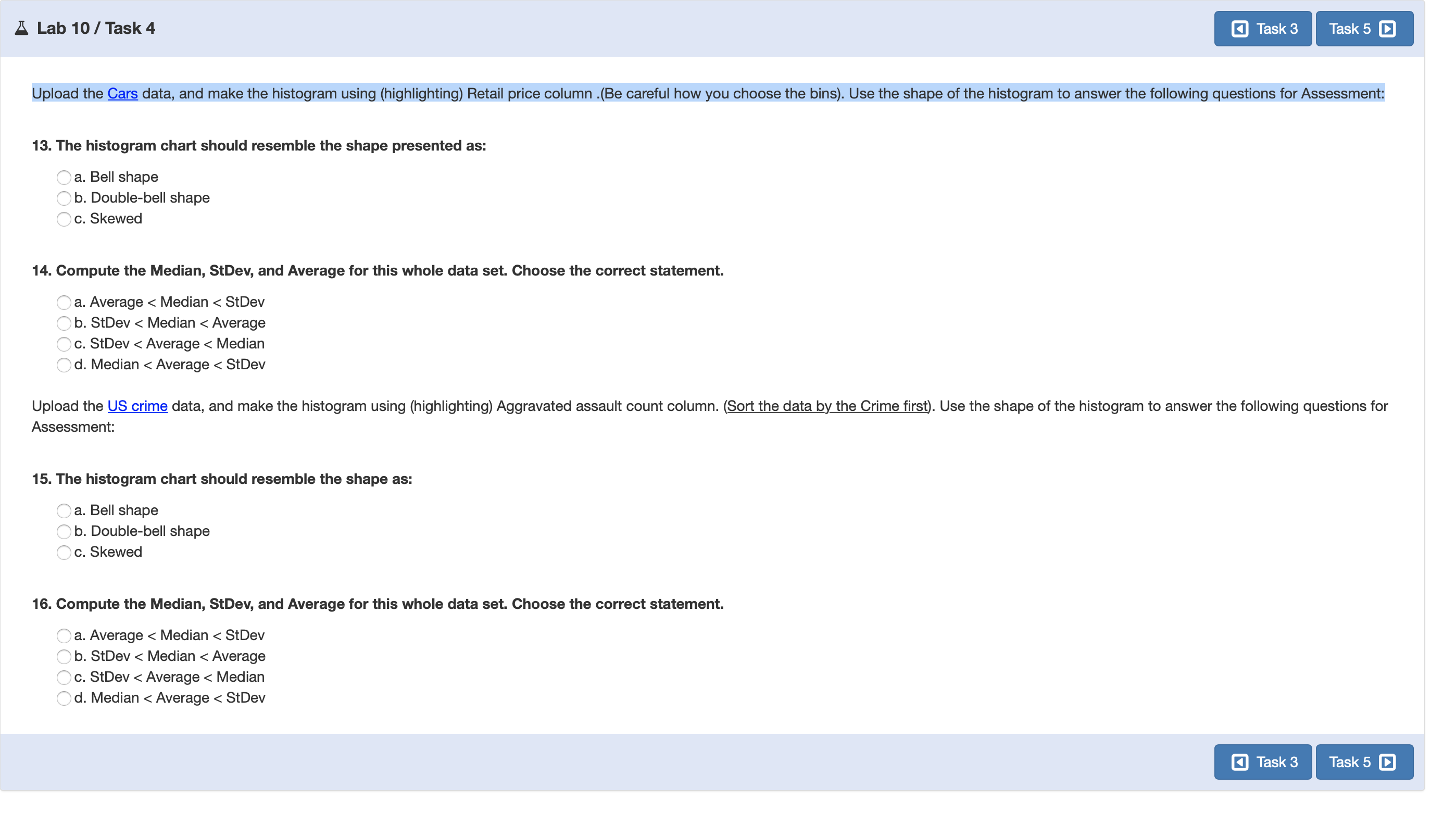  Upload the gangs data, and make the histogram using (highlighting) Retail