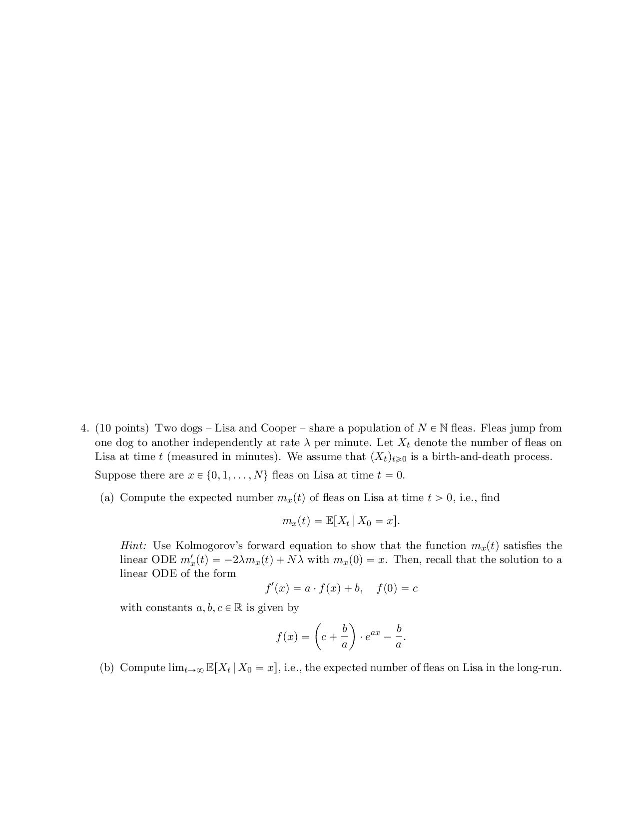 I need help with this problem for statistics 4. (10 points) Two