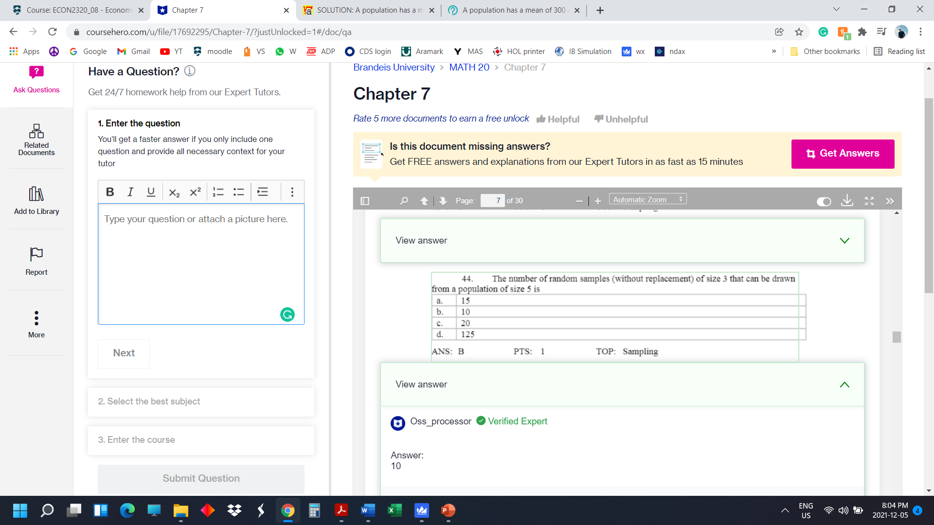  Course: ECON2320_08 - Economi X Chapter 7 X Ya SOLUTION: A
