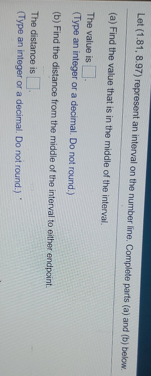 find the value and the distance Let (1.81, 8.97 ) represent an