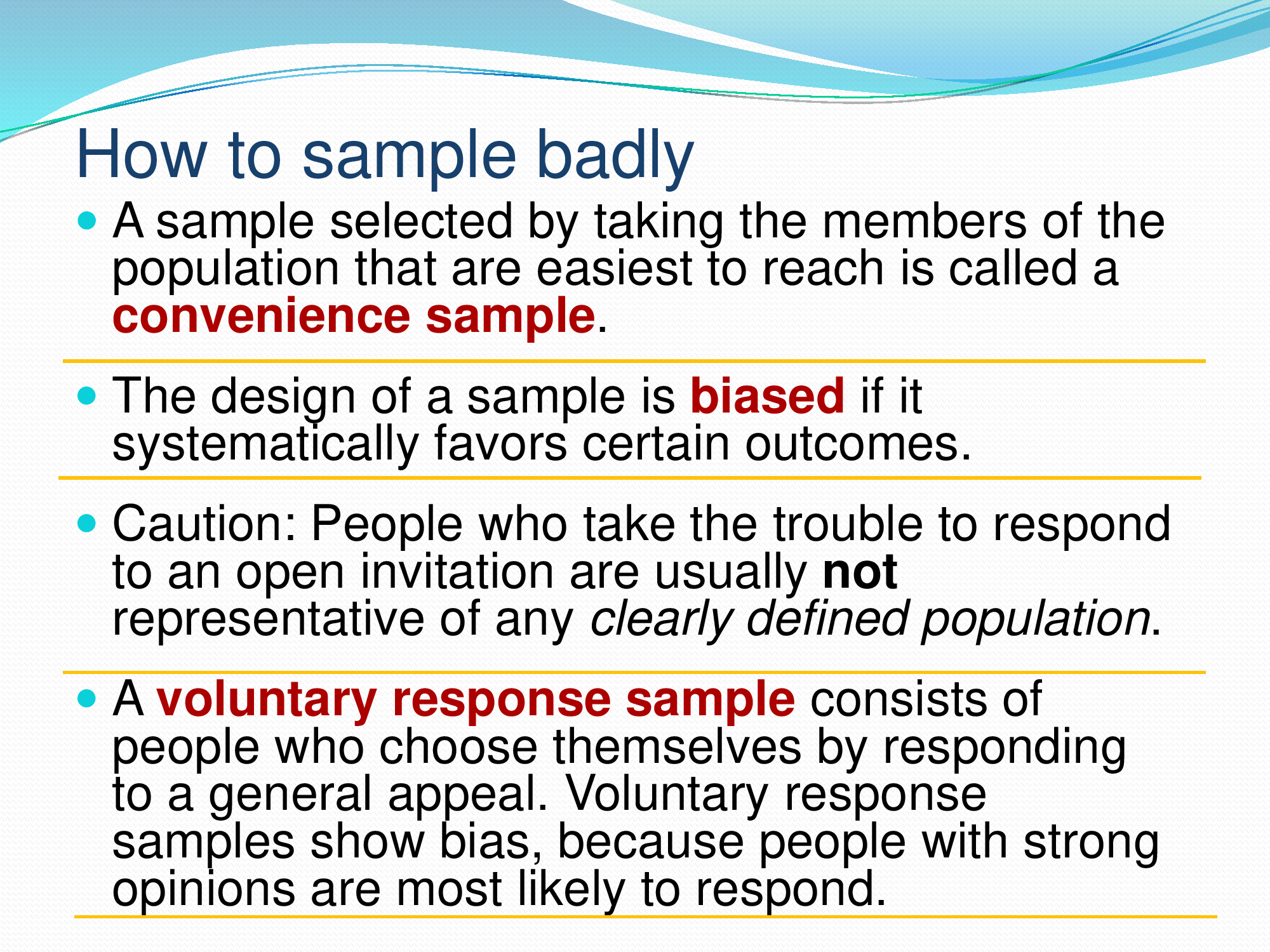 0 Population versus sample - How to sample badly 0 Simple random