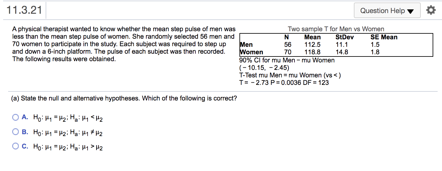 please help with this question 11.3.21 Question Help A physical therapist wanted