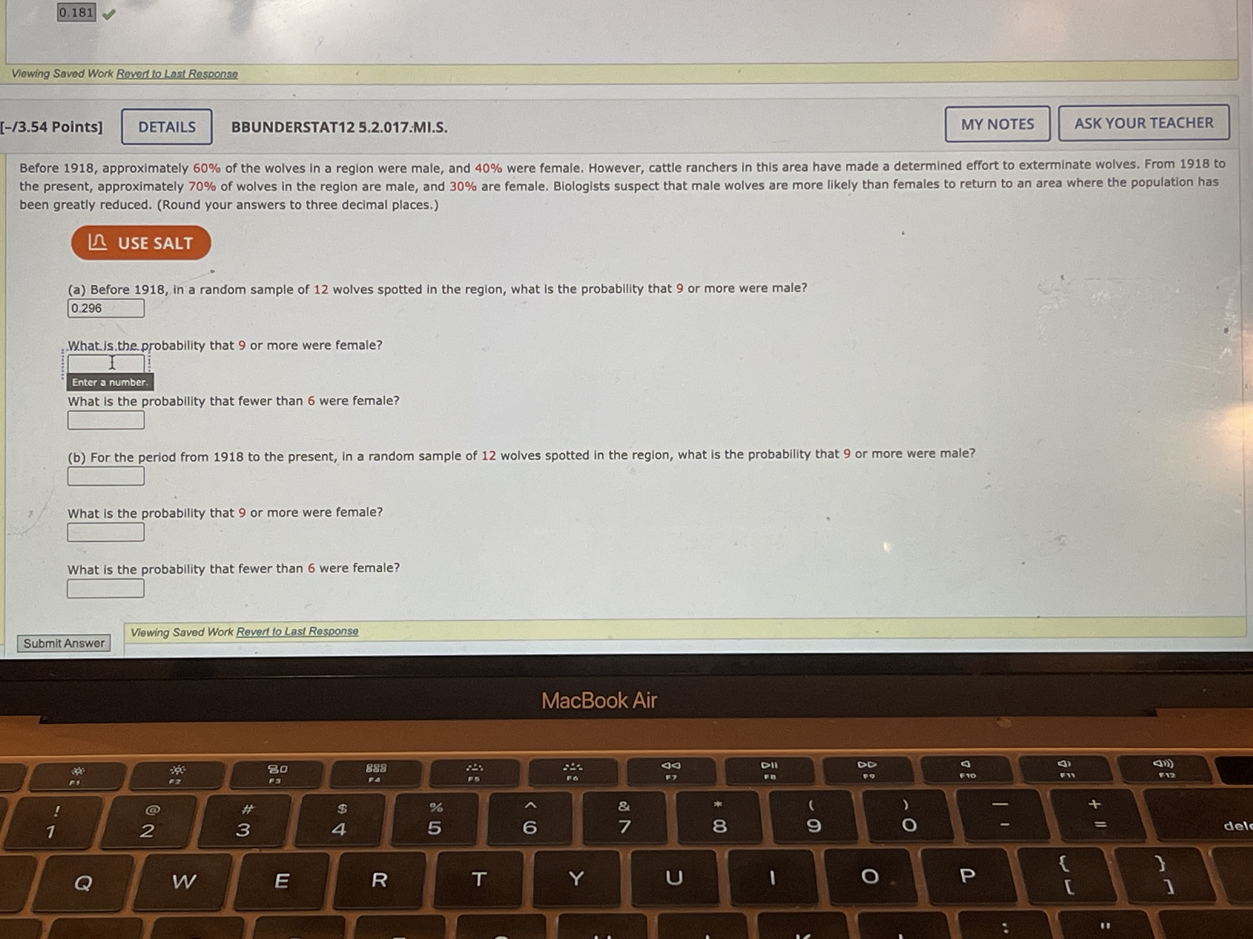  0.181 Viewing Saved Work Revert to Last Response [-/3.54 Points] DETAILS
