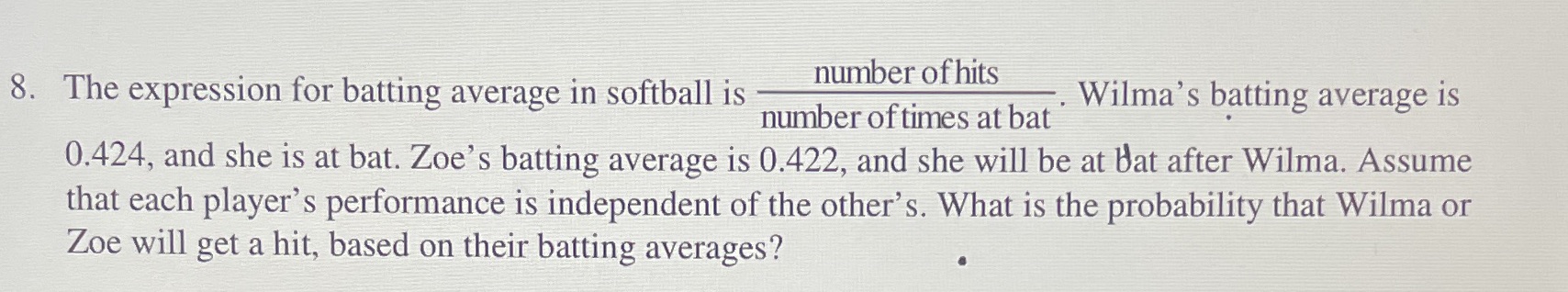I really need help solving this problem 8. The expression for batting