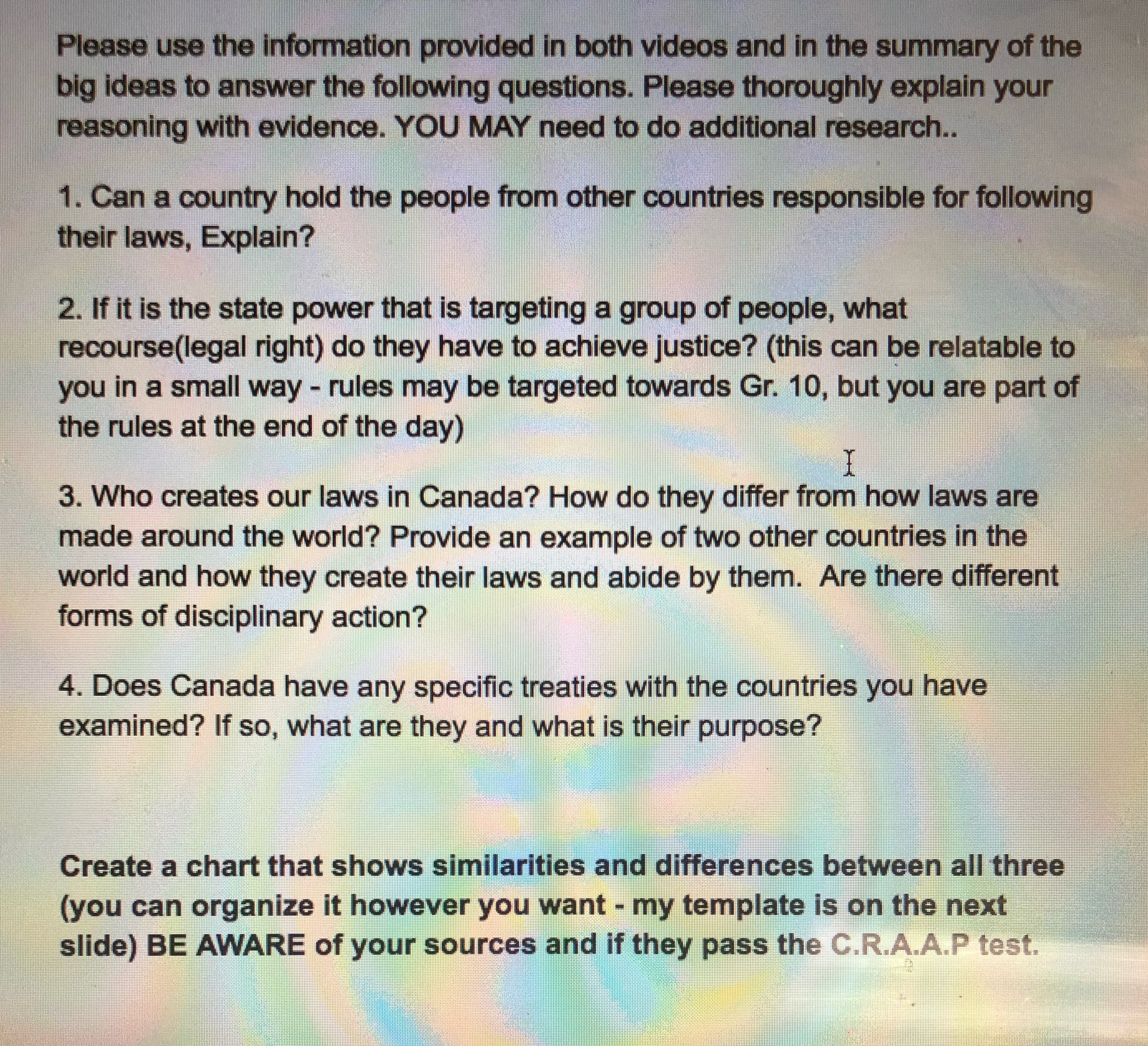 Please answer the Question and I will post Link to The Video