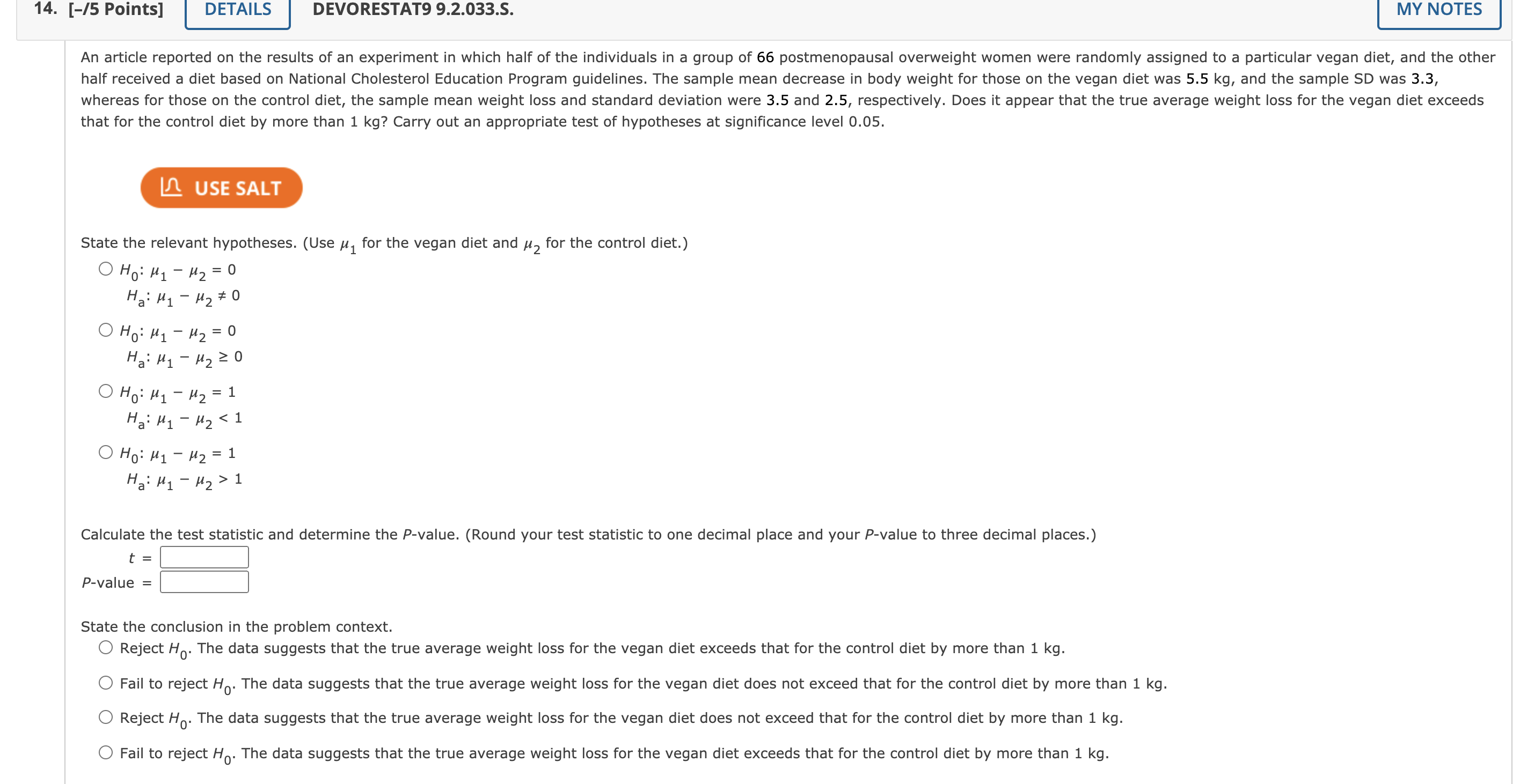  14. [I5 Points] DETAILS I DEVORESTAT9 9.2.0335. MY NOTES I An