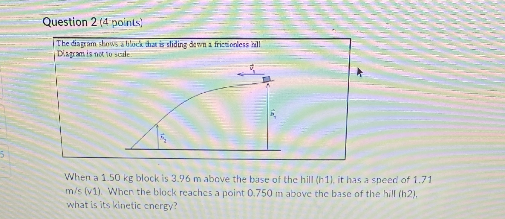 Question 2 (4 points) The diagram shows a block that is