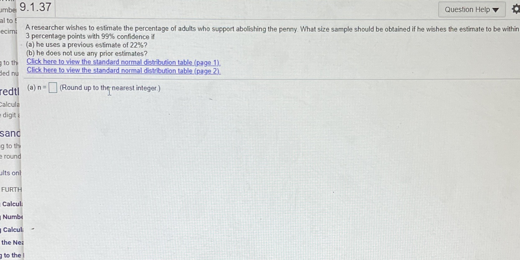 I need help with solving Imbe 9.1.37 Question Help al to E