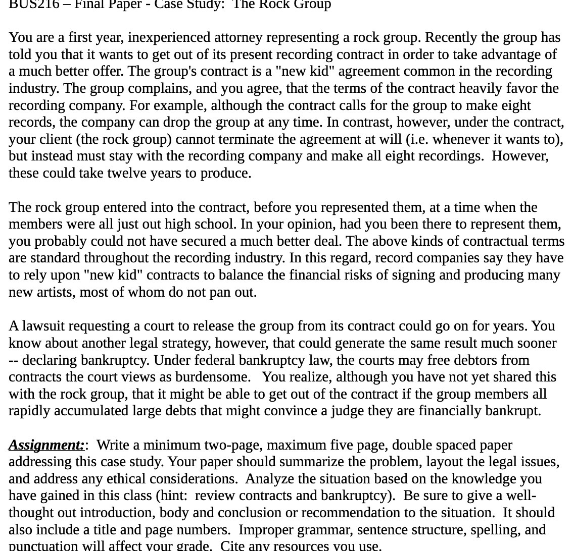  bUSZ lb b'lal Paper - case study: 1118 ROCK Group You