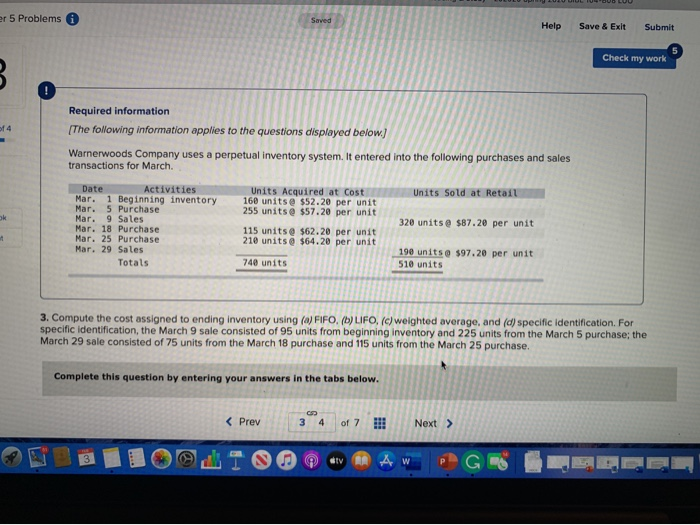  - 5 Problems Help Save & Exit Submit Check my work