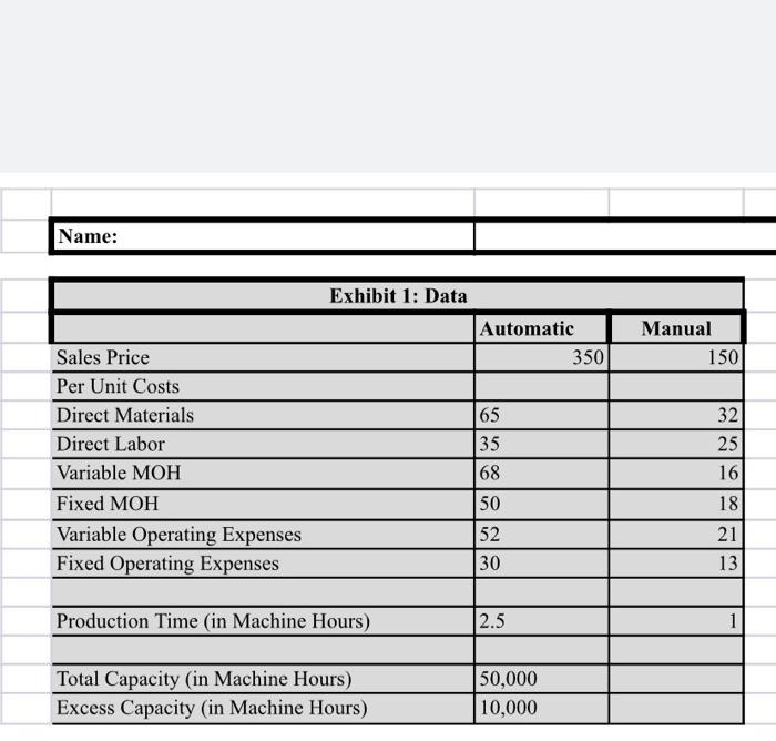 manual household dehumidifier. Exhibit 1 contains information on the price and cost