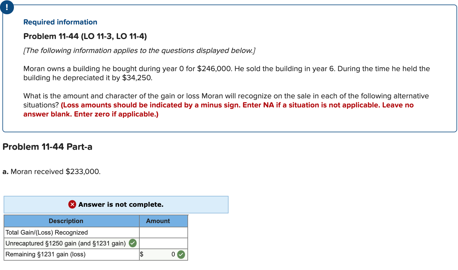  ! Required information Problem 11-44 (LO 11-3, LO 11-4) [The following