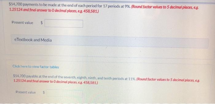 following periodic amounts due at the end of the designated periods. Click