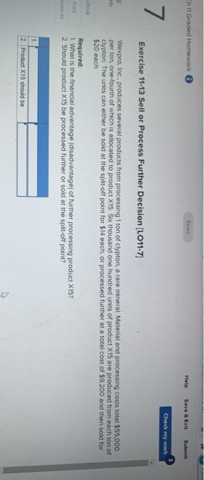  Ch 11 Graded Homework Help Save & EX Submis Check my