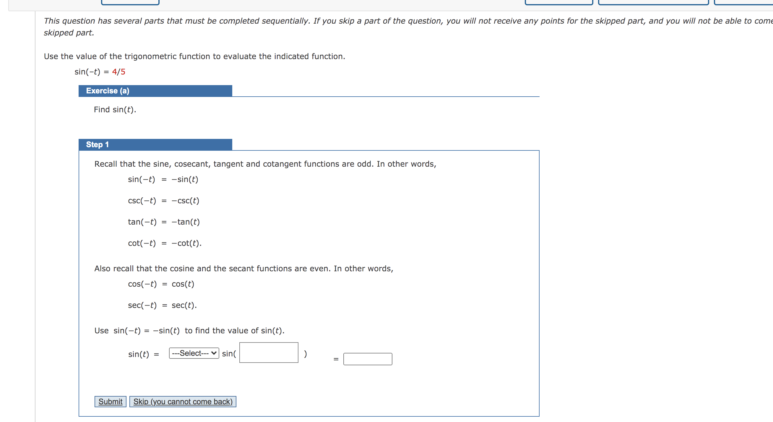 point (x, y) on the unit circle. Recall the unit circle that