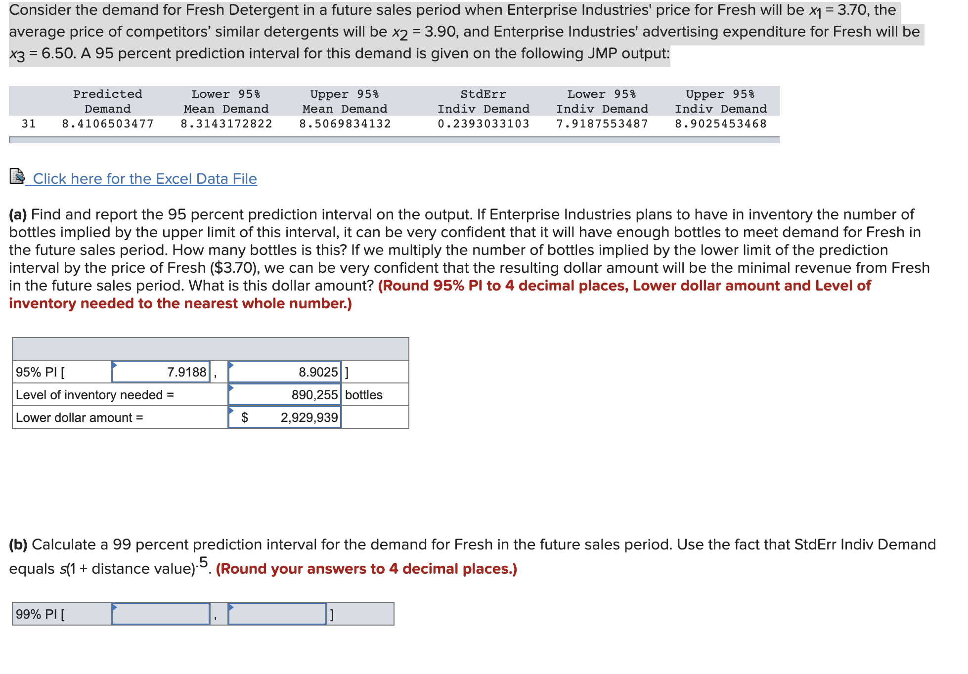 Needing help with this question. Consider the demand for Fresh Detergent in