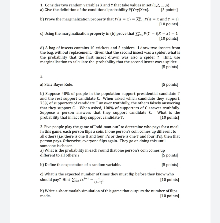 values in set {1,2, ... ,n). a) Give the definition of the