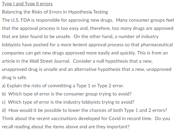  Type I and Type II errors Balancing the Risks of Errors