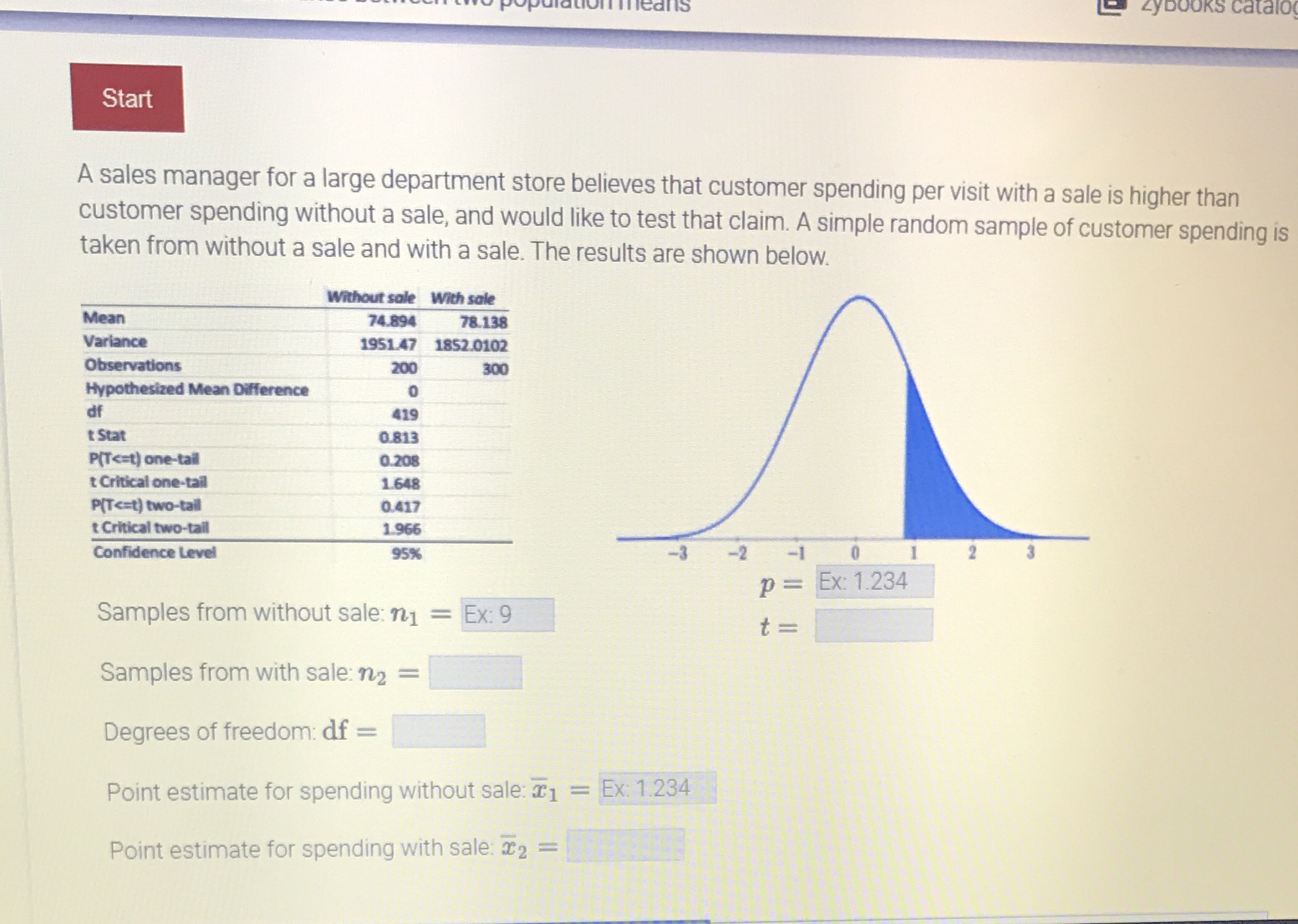 Math 240 Zybooks catalog Start A sales manager for a large department