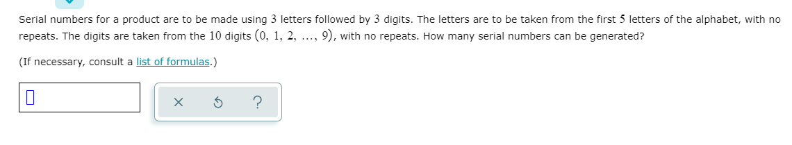 Does anyone have a formula for this problem? V Serial numbers for