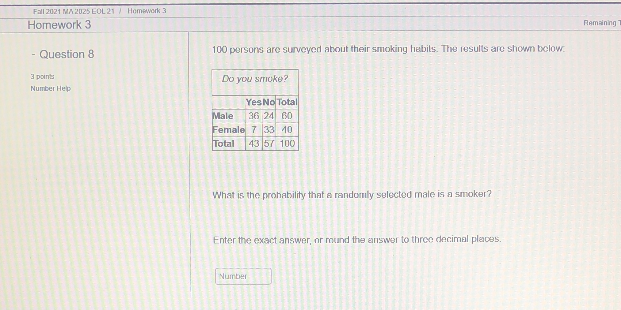 Fall 2021 MA 2025 EOL 21 / Homework 3 Homework 3