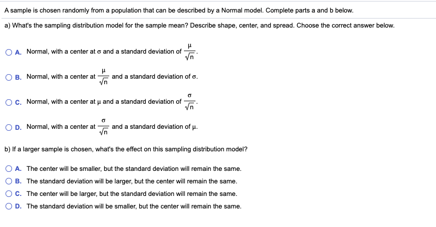 Please answer A and B A sample is chosen randomly from a